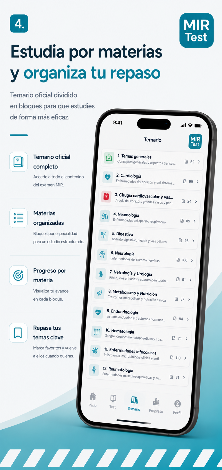 Estudia por materias y organiza tu repaso